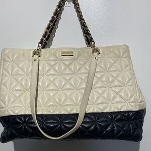Kate Spade Women's Black White Quilted Leather Chain Strap Shoulder Bag